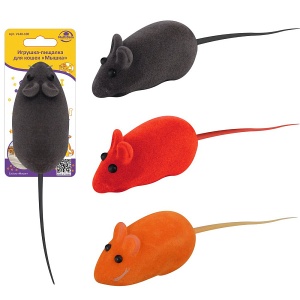 Игрушка-пищалка для кошек "Мышка". Размер 13х2х3 см. 3цв